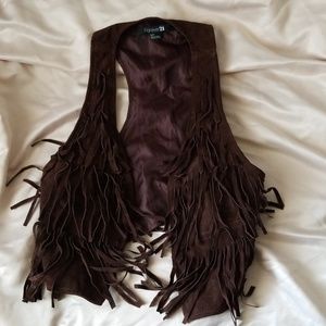 faux suede frindged vest